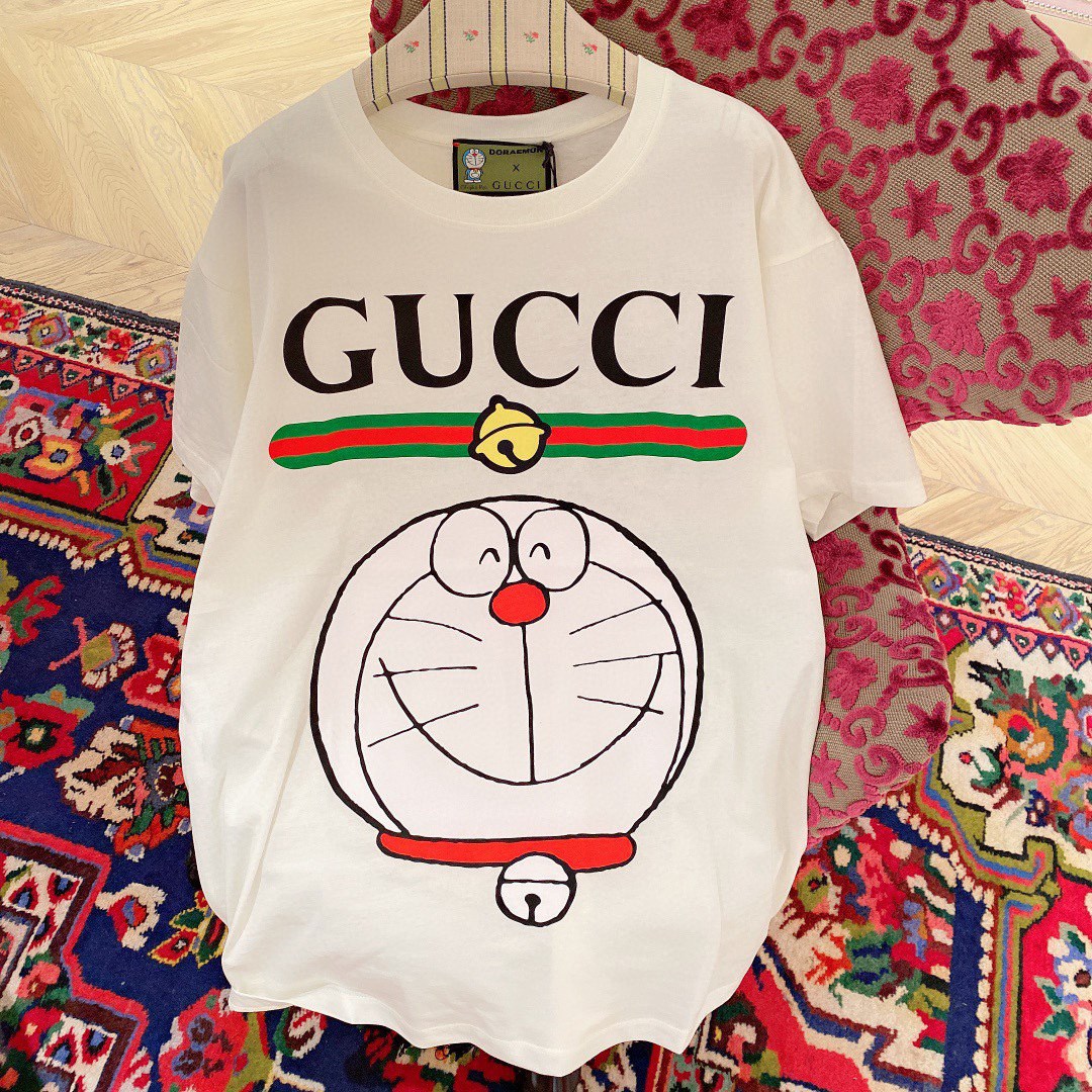 GUCCI Ladies Fashion Trend Personality Round Neck Print Short-sleeved T-shirt