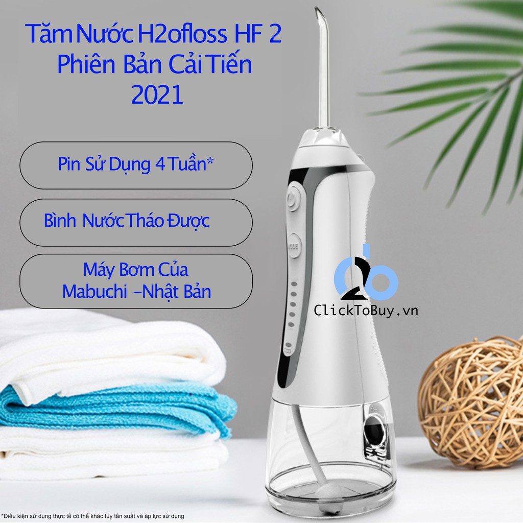 Tăm nước cầm tay H2ofloss HF6, tặng hộp đựng đầu tăm và túi du lịch tiện lợi. Dụng cụ vệ sinh răng miệng hoàn hảo