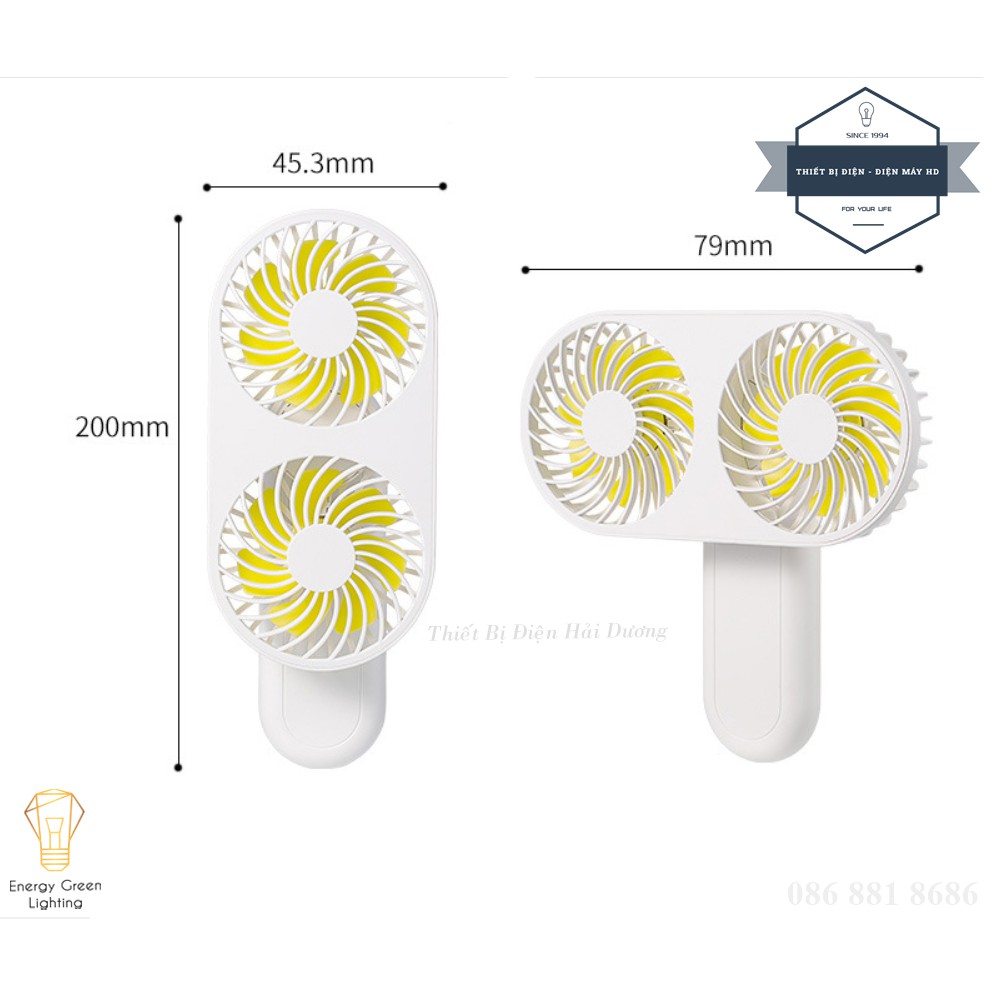 Quạt Mini Cầm Tay RPH-F10 7 Cánh Hình Cây Kem - 2 Lồng Quạt - 3 Tốc Độ gió - 3 Màu Tươi Sáng - Bảo Hành 1 Năm - Có Video