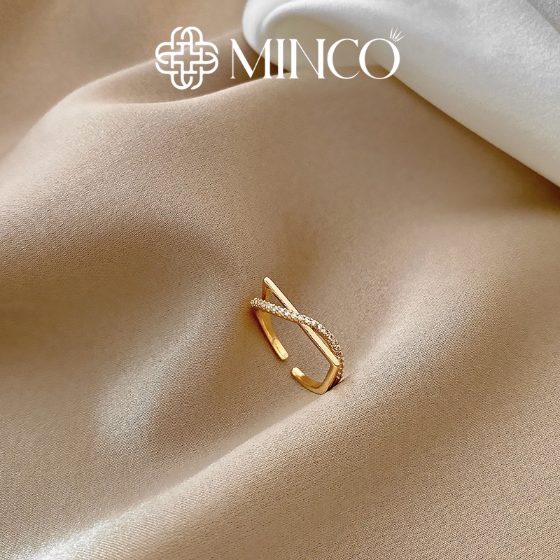 Nhẫn nữ xoắn đính đá Minco Accessories phong cách sang chảnh NT104