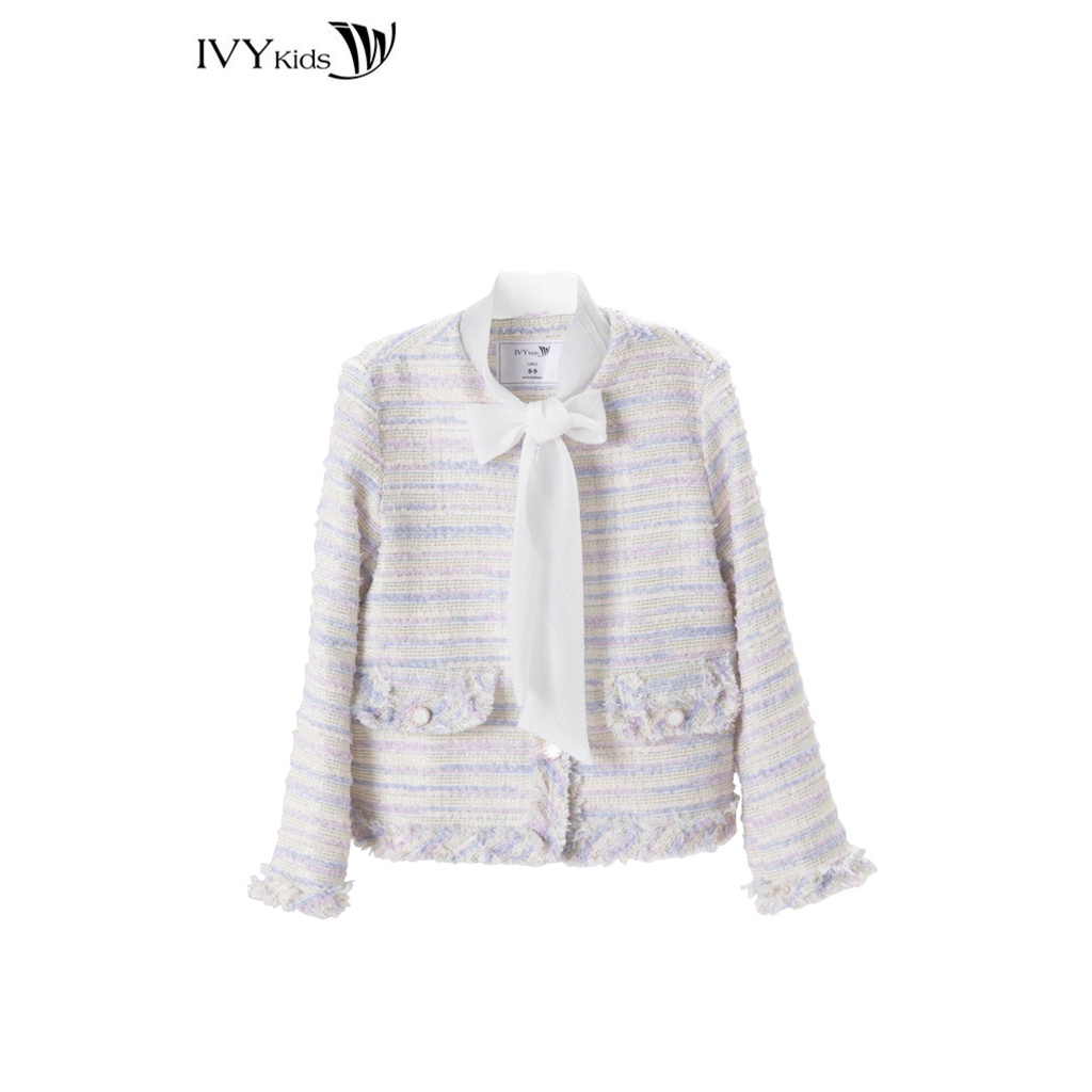 Áo khoác tweed thắt nơ bé gái IVY moda MS 67G1416