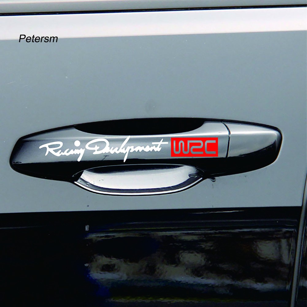 Set 4 miếng dán trang trí tay nắm cửa xe hơi Toyota Skoda Kia Laada Opel