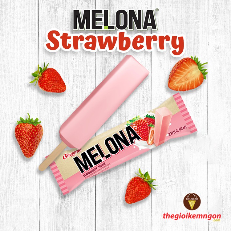 Kem dâu tây Melona Strawberry Ice Bar Binggrae 80ml