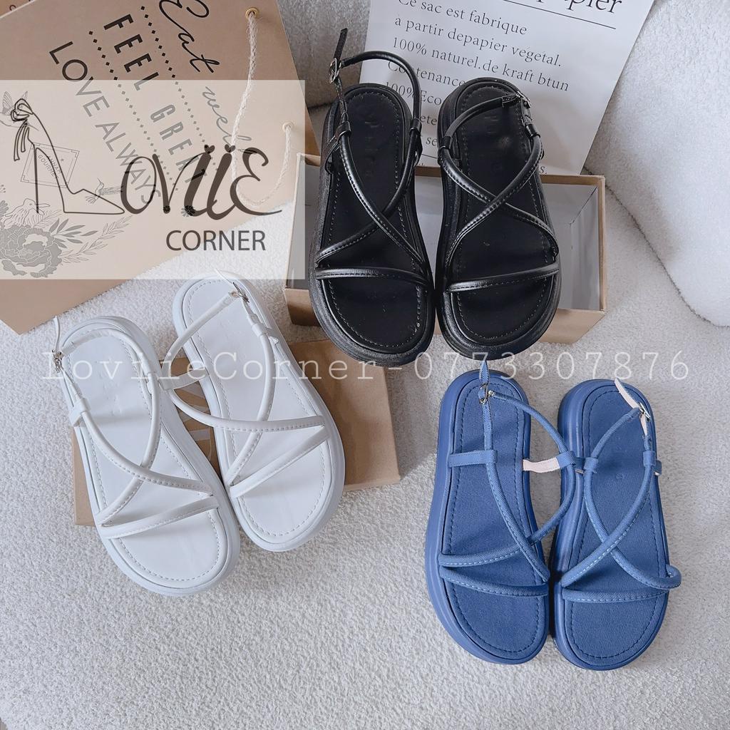 SANDAL XUỒNG LOVIIECORNER - GIÀY ĐẾ BẰNG PHONG CÁCH THỜI TRANG QUAI NGANG CHÉO MẢNH HIỆN ĐẠI - S230515
