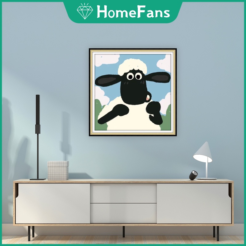 Bộ Tranh Đính Đá 5D Tự Làm 30x30cm / 40x40cm / 50x50cm Hình Chú Cừu Đáng Yêu Trang Trí Nhà Cửa