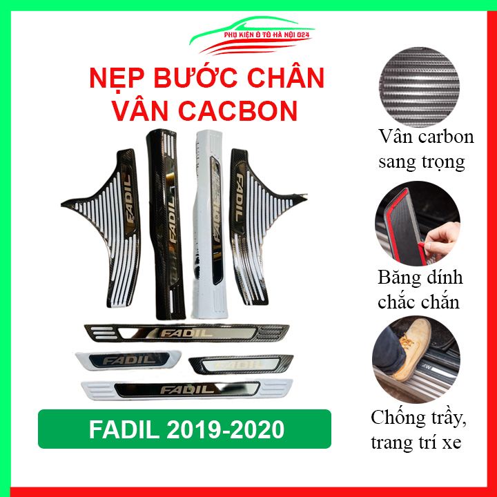 Ốp bậc cửa, nẹp bước chân Fadil 2019-2021 vân cacbon chống trầy bảo vệ trang trí xe