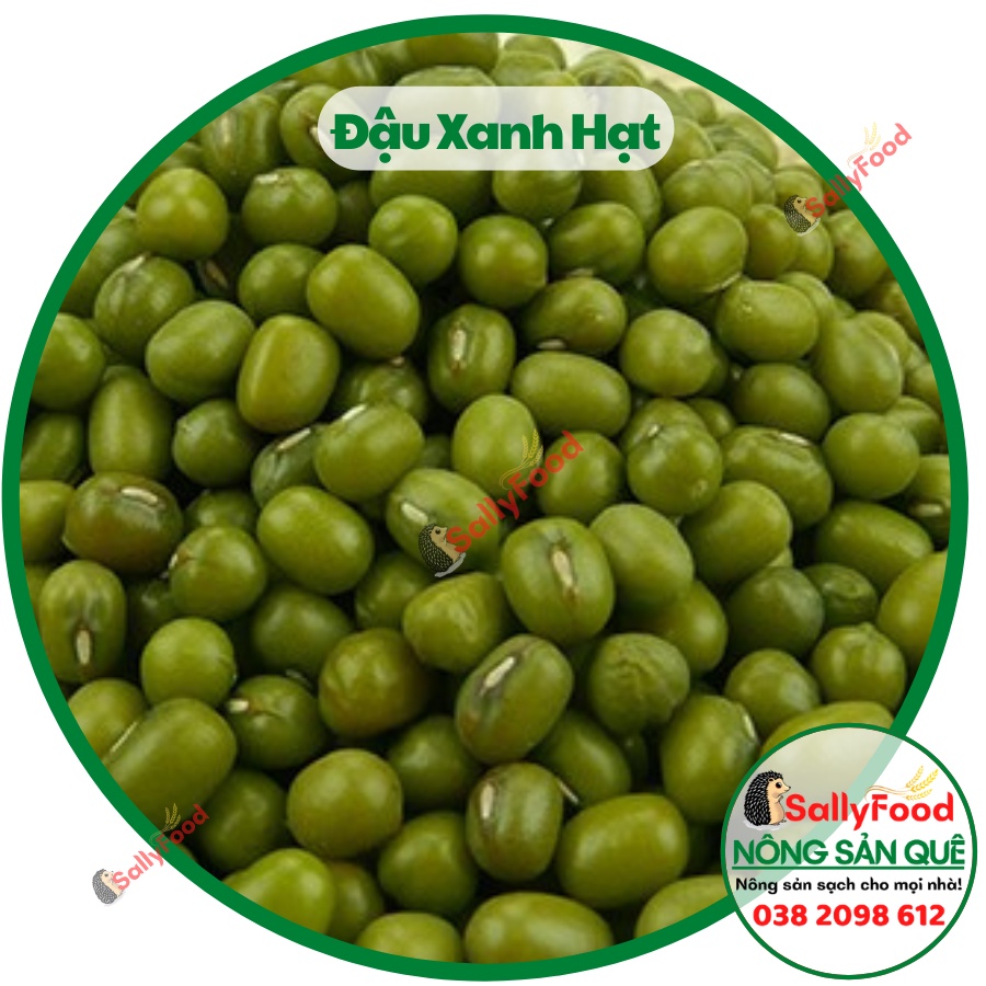 1kg Đậu Xanh Nguyên Hạt Hữu Cơ SallyFood - Đỗ Xanh Sạch Còn Vỏ Làm Giá Nấu Chè Bánh Xôi - Shop Nông Sản Quê