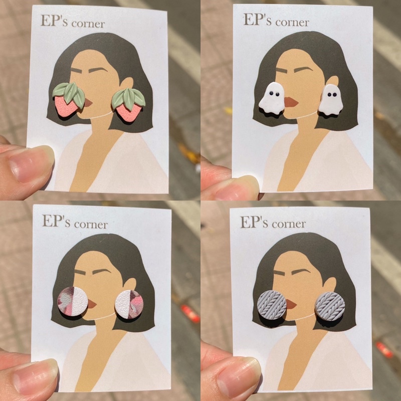 Khuyên tai nụ đất sét nung Polymer Clay