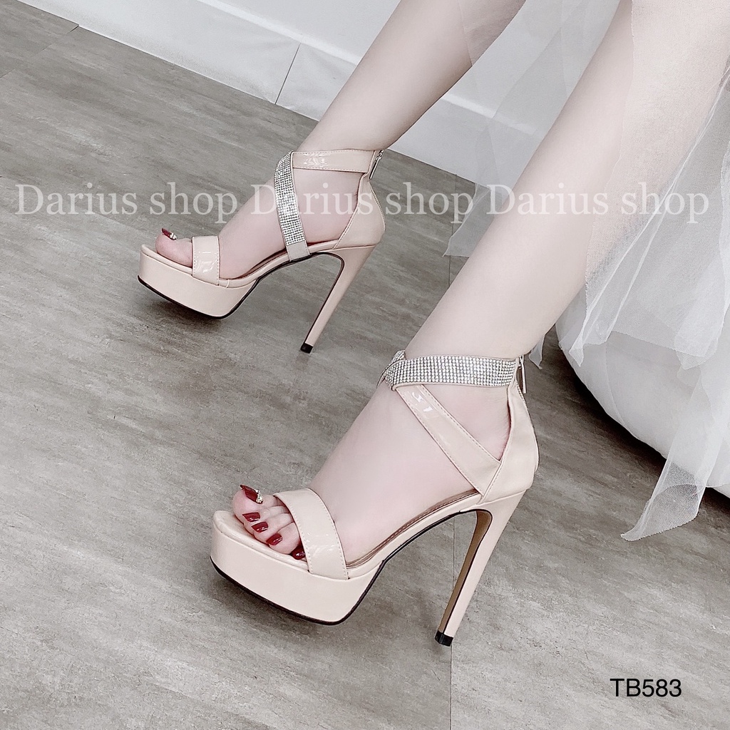 Giày SANDAL quai chéo đúp trước gót cao 12 phân - TB583