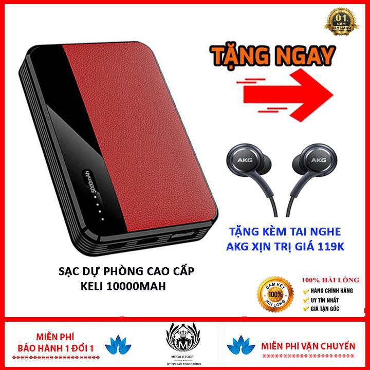 💥BẢO HÀNH 2 NĂM💥Sạc dự phòng Keli dung lượng chuẩn 10000mah, sạc nhanh, không nóng, dùng được nhiều dòng máy khác nhau