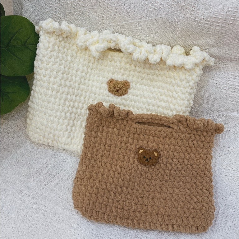 🐻Túi chống sốc Laptop/ Ipad Len bông sữa Handmade, hàng thủ công bằng tay 🐻