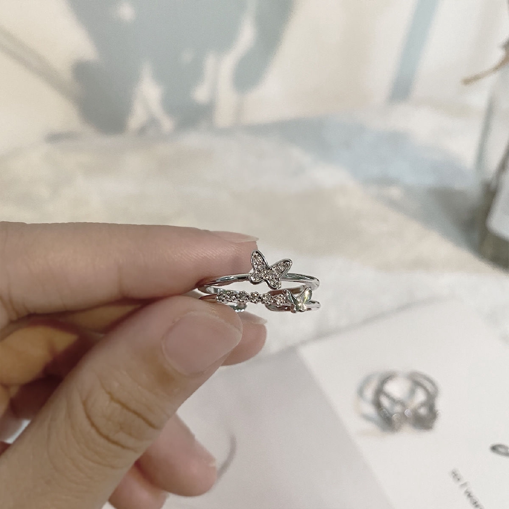 Nhẫn Hở Đính Đá 22510 Họa Tiết Bươm Bướm Hợp Thời Trang