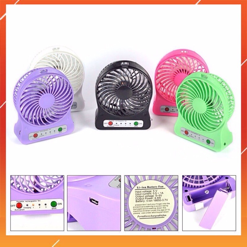 Quạt Sạc Cầm Tay Mini 3 Chế Độ