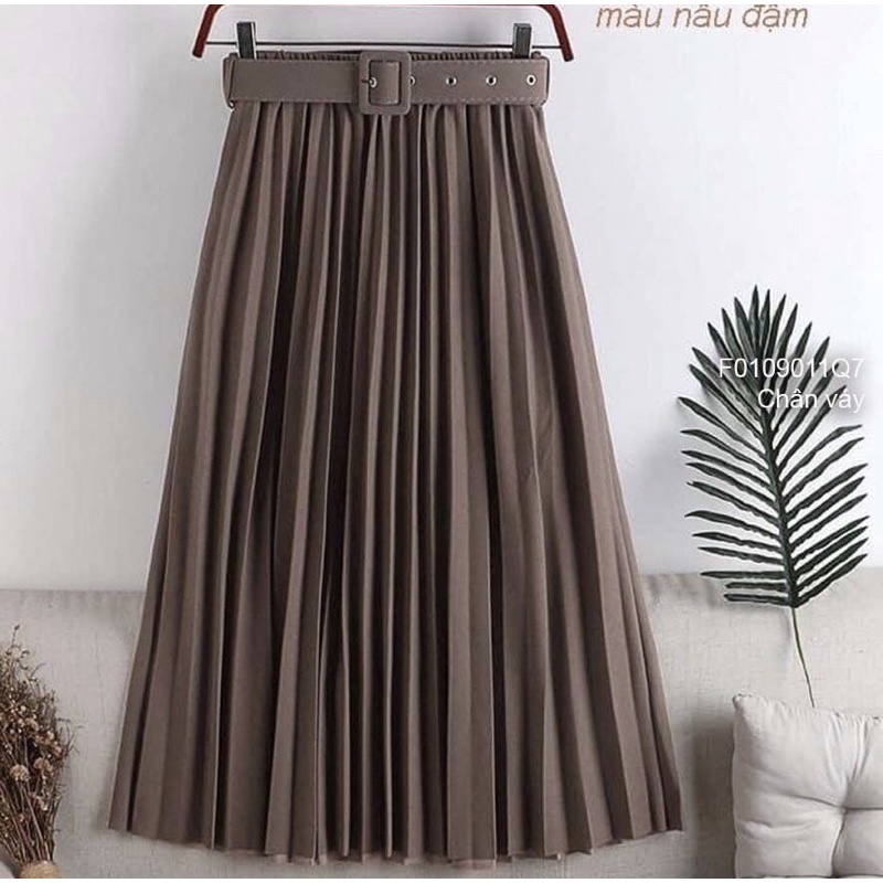 Chân Váy dài mi di gấp ly phối nịt eo TT0109