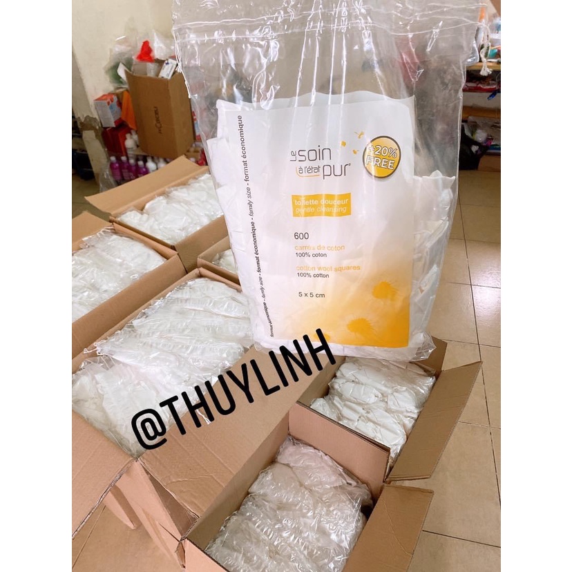 Có sẵn] Bông Tẩy Trang Soin pur Tetra 600 miếng Nội Địa Pháp