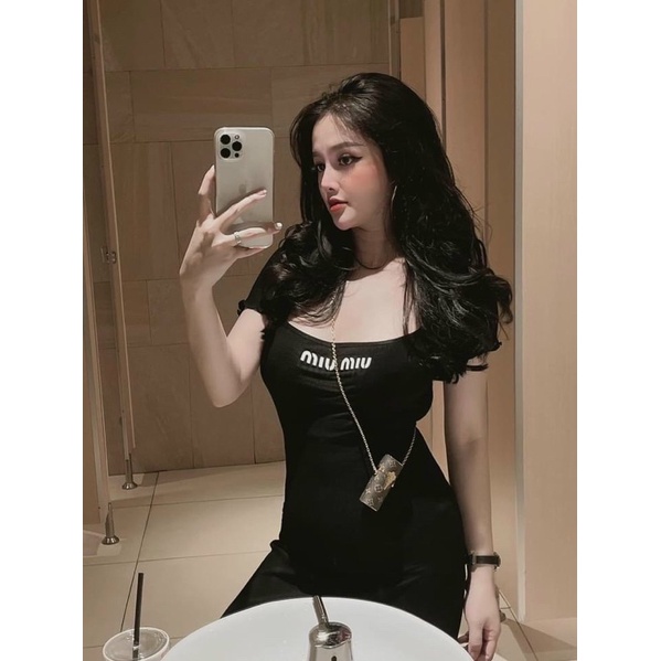 Đầm body nữ cổ U viền chữ thêu - freesize dưới 55kg- Carotshop | BigBuy360 - bigbuy360.vn