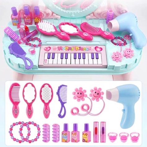 Bộ đồ chơi bàn trang điểm cỡ to, kèm ghế và đàn piano