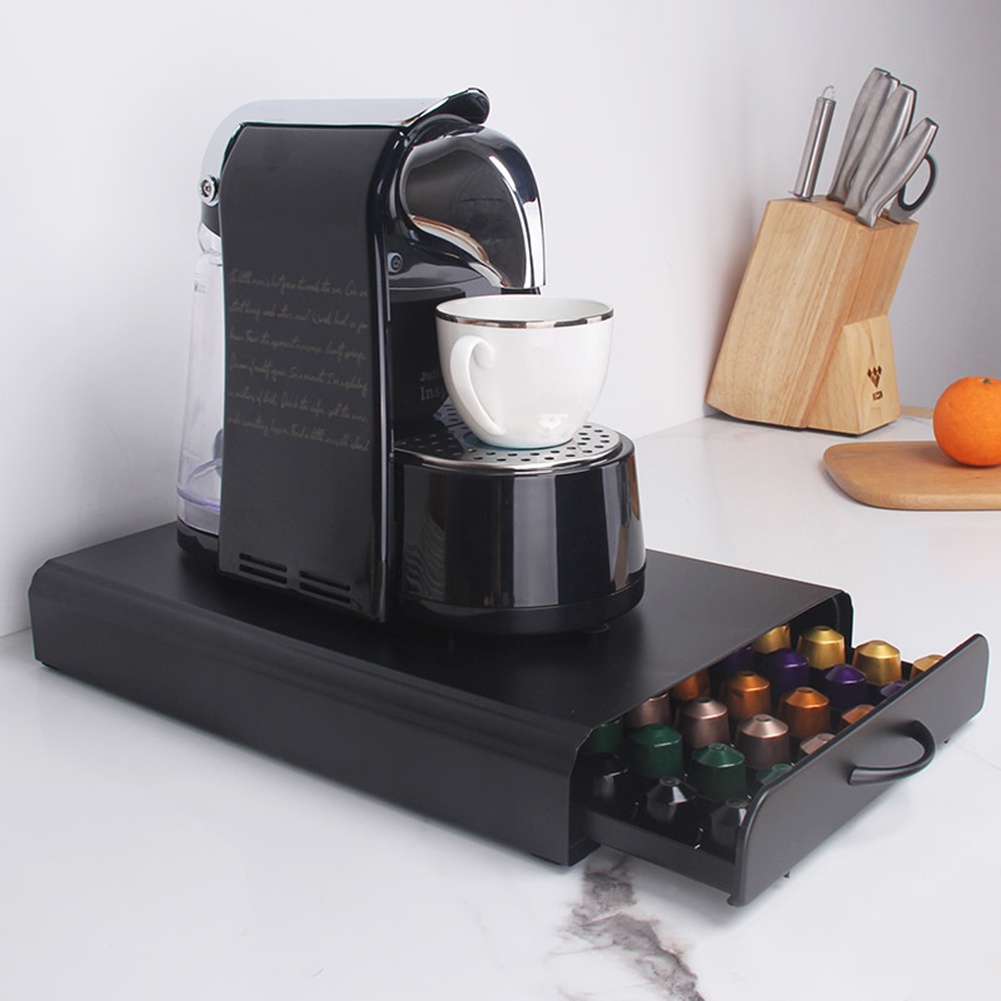 Hộp đựng viên nén cà phê Nespresso bằng kim loại dạng ngăn kéo có thể chứa 60 viên
