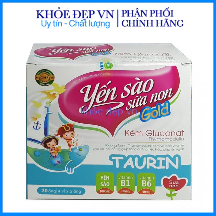 Yến Sào Sữa Non Gold giúp ăn ngon, tăng cường sức đề kháng, tăng cường sức khỏe – Hộp 20 ống