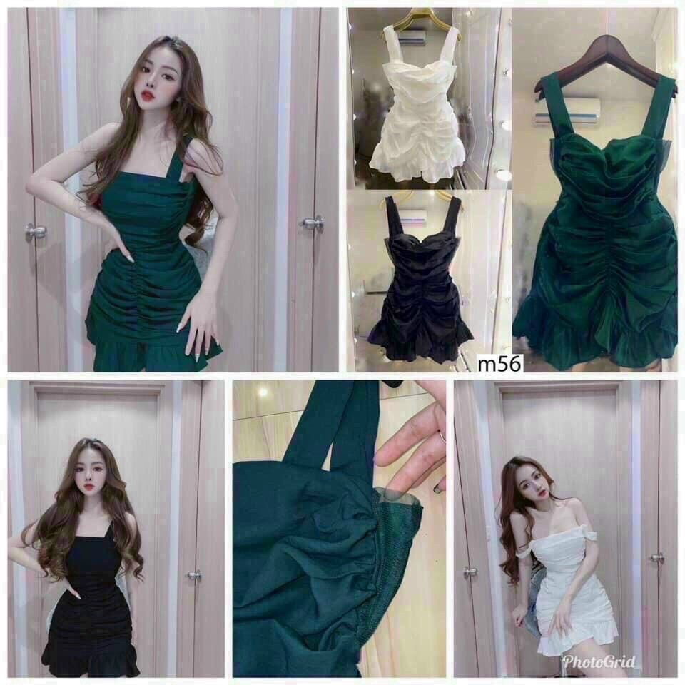 Đầm Body Đuôi Cá Hai Dây Nhún Bèo (KÈM VIDEO CẬN CHẤT VẢI)