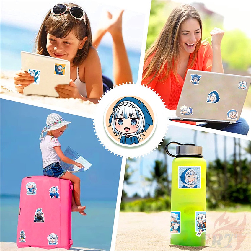 ❉ Hình Dán Hololive Vtuber Gawr Gura Series 04 ❉ Bộ 60 Sticker Chống Thấm Nước Họa Tiết Doodle Hợp Thời Trang