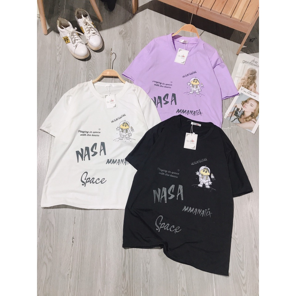 Áo phông thụng tay lỡ cậu bé Shin Áo thun Unisex tay lỡ nam nữ, chất cotton su mịn form rộng