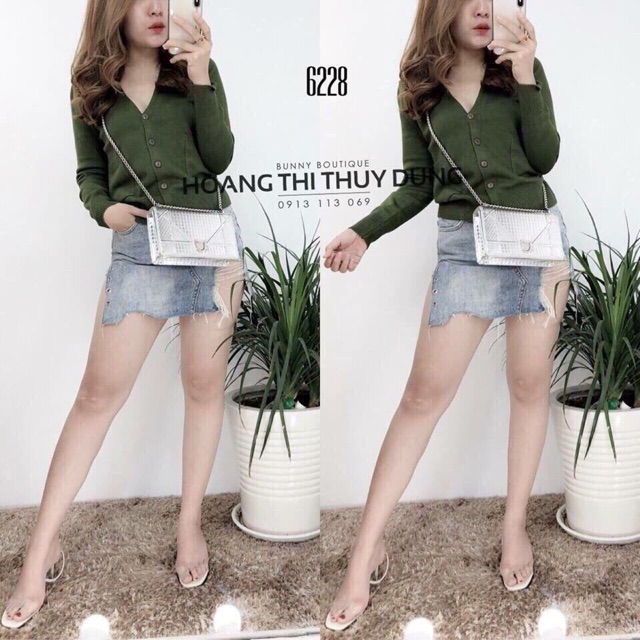 Áo len cổ tim quảng châu cao cấp
