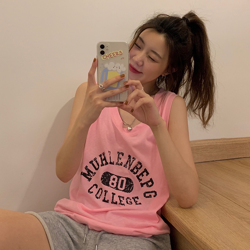 Áo không tay nữ In Chữ Mới