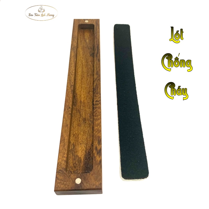 Hộp Đốt Nhang Trầm Hương Không Tăm - Khay Gỗ Muồng Cao Cấp Kèm Lót Chống Cháy - BẢO TRẦM LINH HƯƠNG Quà Tặng Phong Thủy