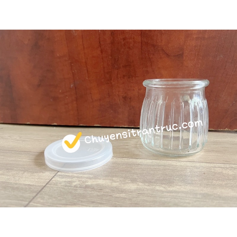 Bộ 10 nắp nhựa hủ sữa chua thuỷ tinh sọc 200ml đường kính 68mm