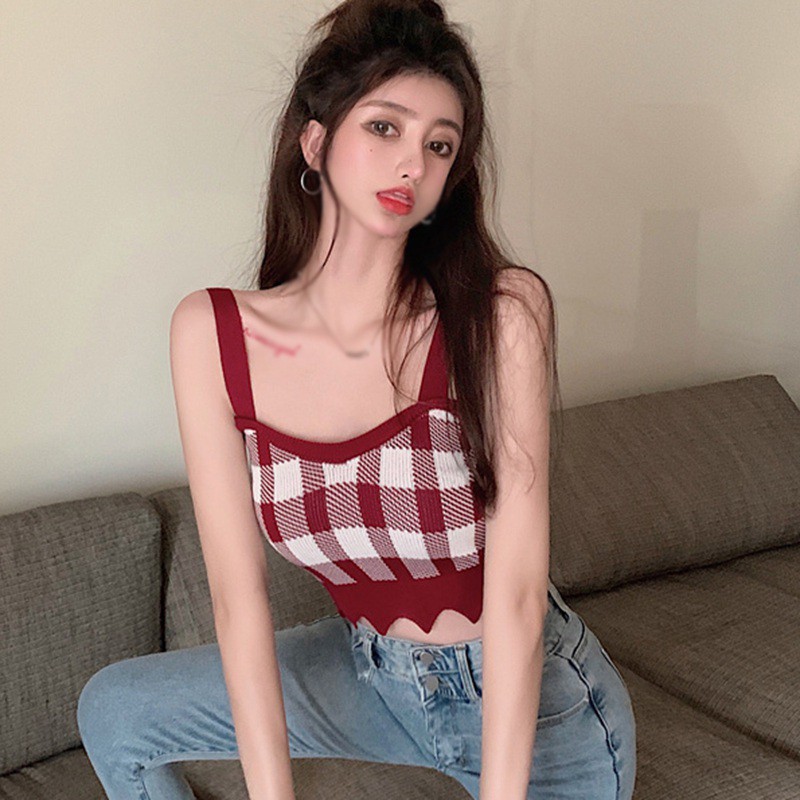 Áo hai dây không tay phong cách retro thời trang quyến rũ cho nữ