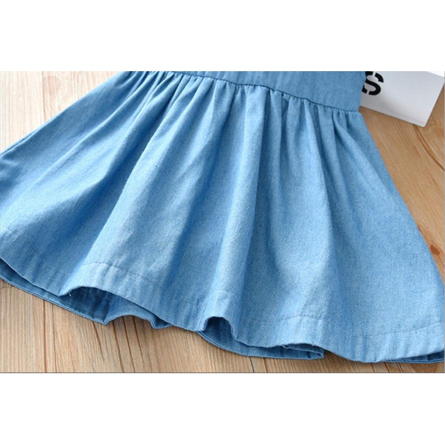 Váy đầm bé gái vải denim thêu hoa phong cách Hàn Quốc mẫu mới mùa hè 2022