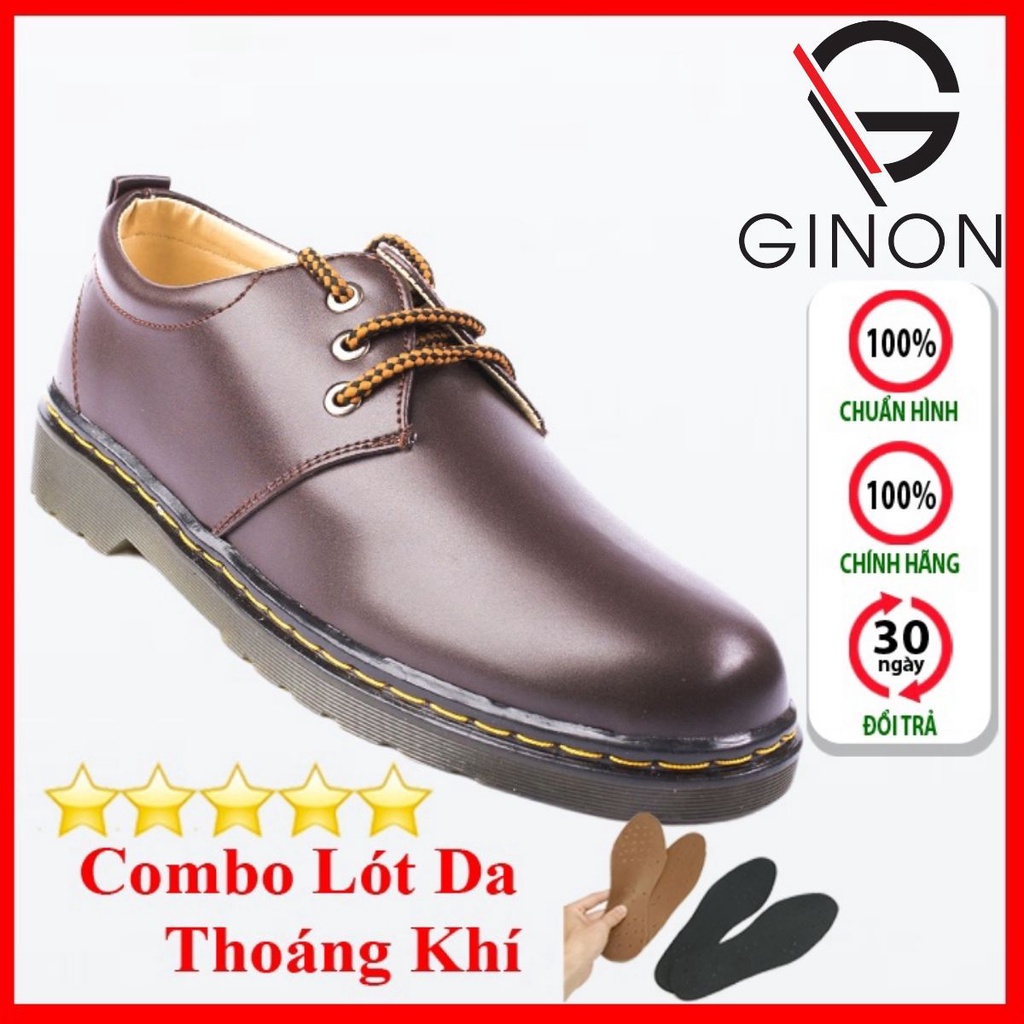 Giày Da Nam GINON Dáng Boot Chất Da Đẹp Cao Cấp,Đế Khâu Chắc Chắn Mạnh Mẽ,Nam Tính Màu Nâu,Đen-Đủ size M353-N(L)