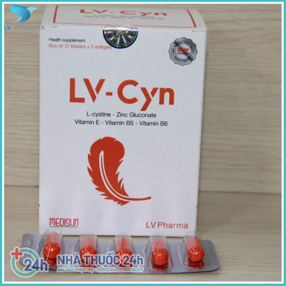 Viên uống LV Cyn xoá thâm mụn, sáng da, đẹp DA - MÓNG- TÓC hạn chế quá trình lão hóa da - LV pharma -  Hộp 60 viên