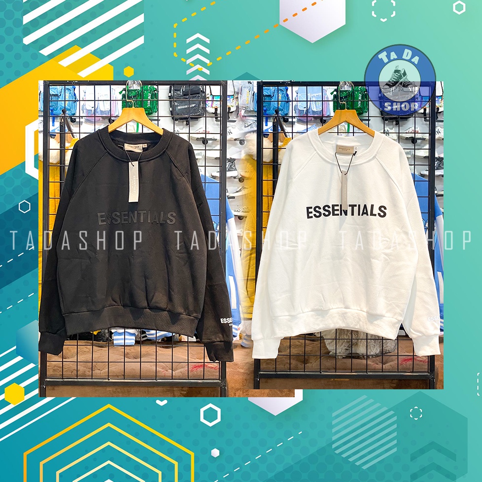 Áo SWEATER nỉ bông ovesize Nam Nữ ESSENTIALS Hàng Chuẩn