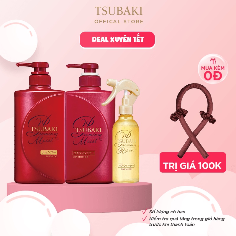 Bộ Ba Chăm Sóc Tóc Giảm Khô Xơ Rối Tsubaki Gội Xả (490ml/chai) + Xịt Dưỡng Tóc 220ml/chai-95244