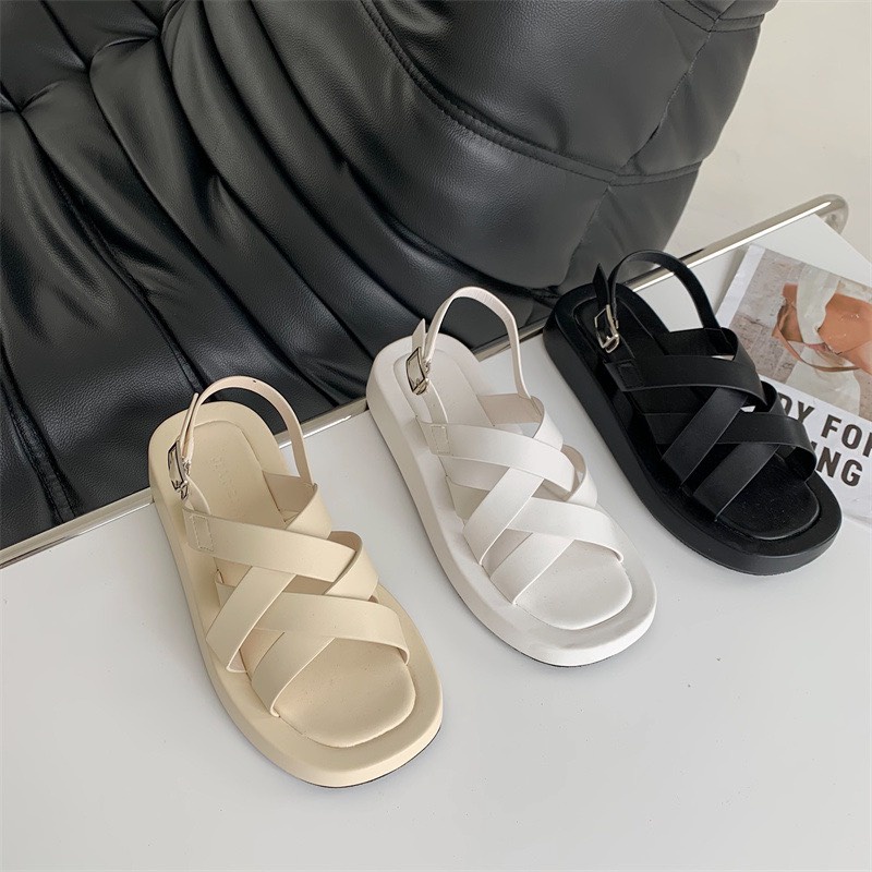 Ảnh thật Sandal Quai Hậu Đan Lưới Quai Mảnh Đế Bánh Mì Cao 2.5Cm Êm Chân G160