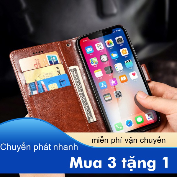 Bao da điện thoại có ngăn đựng thẻ cho Xiaomi Redmi note POCO 3 4 6 7 8 4X 7S M3 K40 Pro