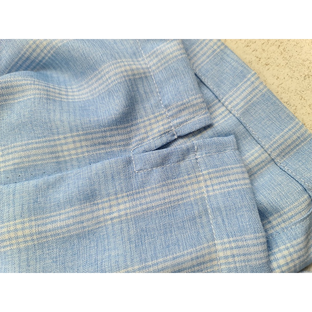 Áo sơ mi nam vải đuic trung niên hoạt tiết caro mềm mát thông thoáng phù hợp cho người lớn tuổi từ 50 đến 85kg ADUI14