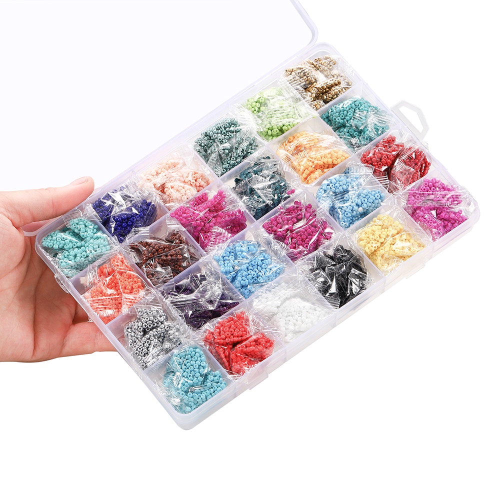 Hạt thủy tinh ST.KUNKKA cỡ 2-4mm 24 màu sắc làm đồ trang sức thủ công thời trang tiện dụng DIY