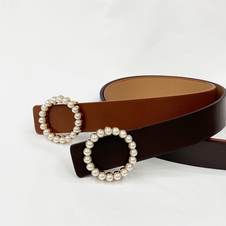 Thắt Lưng Da Đính Đinh Tán Ngọc Trai Đen Sang Trọng Thời Trang Cho Nữ