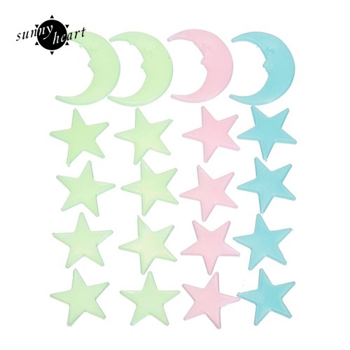 20 Miếng Dán Tường Hình Mặt Trăng Và Ngôi Sao Hiệu Ứng Dạ Quang