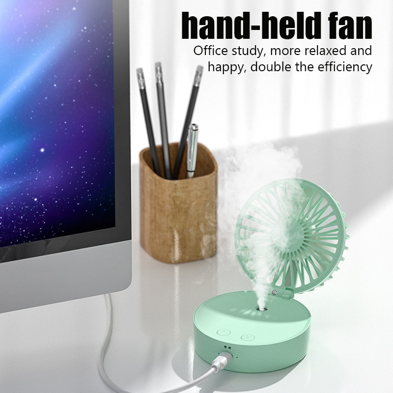 Quạt xịt phun sương tạo ẩm mini cầm tay sạc USB có đèn ngủ nhiều màu sắc tùy chọn tiện lợi