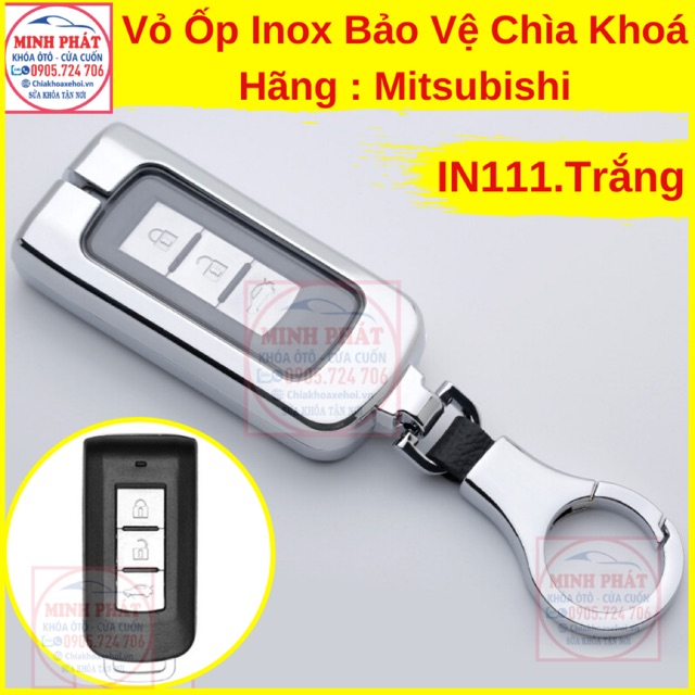 Vỏ Ốp Inox Bảo Vệ Chìa Khoá xe Ô Tô Mitsubishi Attrage Xpander Outlander Mirage