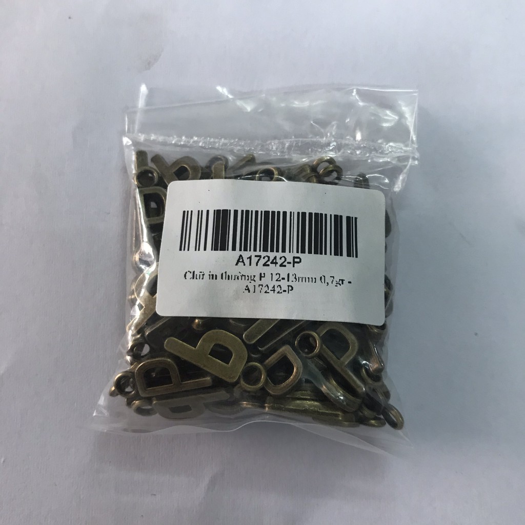 N8 - Phụ kiện trang trí chữ in thường 13mm màu đồng. (Qúy khách vui lòng xem kĩ mô tả để chọn đúng mã hàng)