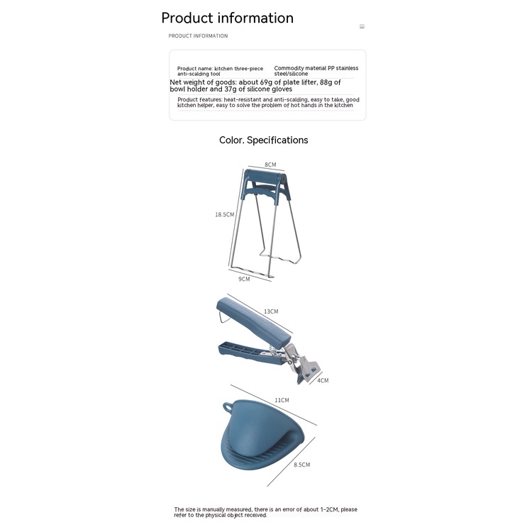 Set 4 Dụng Cụ Kẹp Tô Chén Chống Bỏng Chịu Nhiệt Độ Cao