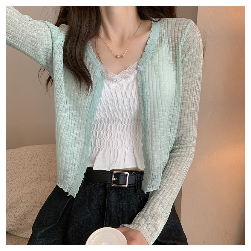 Áo khoác cardigan ngắn thu đông mỏng đi biển, tránh nắng