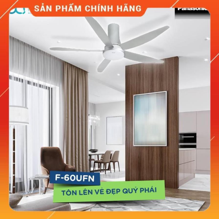 [FreeShip] Quạt trần cao cấp 5 cánh Panasonic có đèn F-60UFN - có điều khiển , Hàng chính hãng - Bảo hành 12 tháng BM