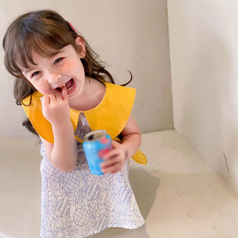 Đầm Công Chúa Cổ Búp Bê Phong Cách Hàn Quốc Kèm Túi Đeo Chéo Cho Bé Gái
