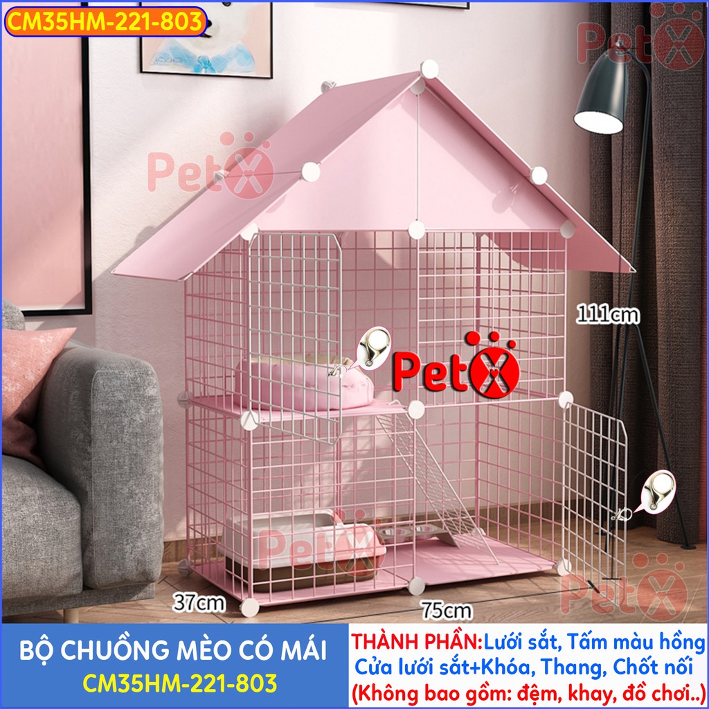 Chuồng mèo 3 tầng, 2 tầng giá rẻ đẹp PetX lắp ghép đa năng đơn giản với lưới sắt sơn tĩnh điện nuôi thú cưng, thỏ, bọ ú